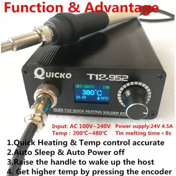 Quick Heating T12 soldering station electronic welding iron 2018 New version STC T12 OLED Digital Soldering Iron T12-952 QUICKO