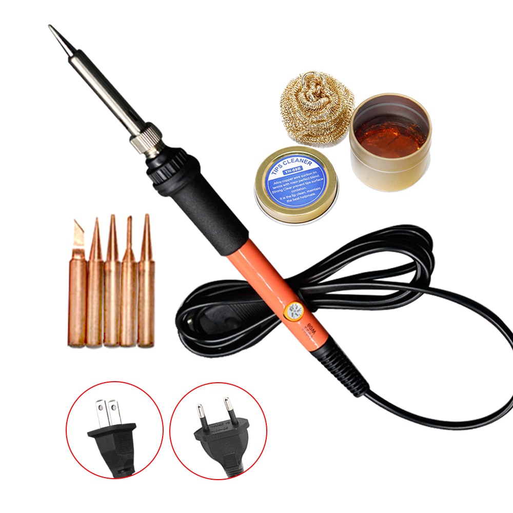 60W Electric Soldering Iron Kit Soldering Set tip Cleaner Solder Paste 220V 110V Adjustable Temperature soldering iron 5pcs tips