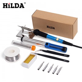 HILDA EU 220V 60W Electrical Soldering Iron Adjustable Temperature Soldering Gun Welding Rework  Tool Kit For Repair