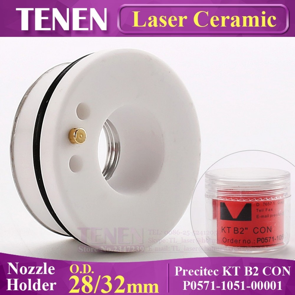 Laser Ceramic Part 28/32mm OEM Precitec Lasermech Raytools Empower KT B2 CON YAG Fiber Laser Cutting Machine Head Nozzle Holder