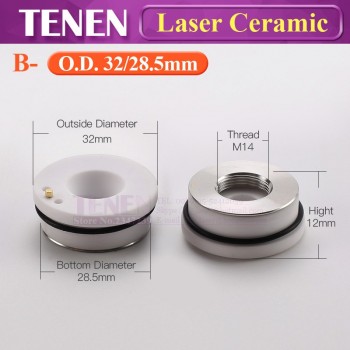 Laser Ceramic Part 28/32mm OEM Precitec Lasermech Raytools Empower KT B2 CON YAG Fiber Laser Cutting Machine Head Nozzle Holder