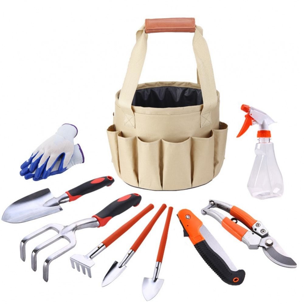 2018 Multifunction 10PCS Garden Set Bucket Storage Garden Tool Set Garden DIY Automatic Tool Set High Qulity