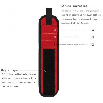 Vastar Polyester Magnetic Wristband Portable Tool Bag Electrician Wrist Tool Belt Screws Nails Drill Bits Holder Repair Tools