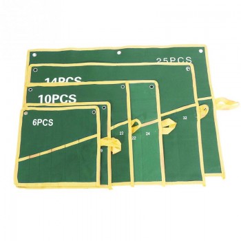 6/8/10/12/14/25 Pockets Double Opening Offset Ring Spanner Kit Case Tool Bag Spanner Wrench Roll Up Storage Organizer Bag Pouch