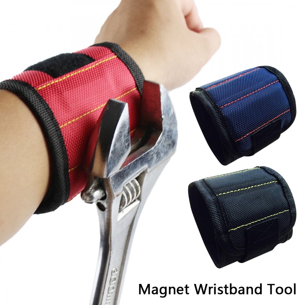 Sports Tool Magnetic Wrist Support Band with Strong Magnets for Holding Screws Nail Bracelet Belt Support Chuck Storage Bag