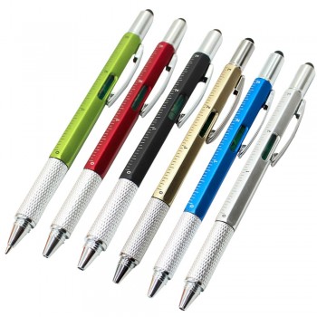 6 in 1 Mini Screwdriver Ruler Spirit Level Tool Ballpoint Pen With A Top And Scale Stylus For Touch Screen Tool Pen Multitool