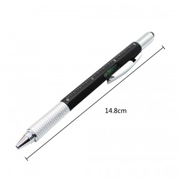 6 in 1 Mini Screwdriver Ruler Spirit Level Tool Ballpoint Pen With A Top And Scale Stylus For Touch Screen Tool Pen Multitool
