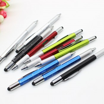6 in 1 Mini Screwdriver Ruler Spirit Level Tool Ballpoint Pen With A Top And Scale Stylus For Touch Screen Tool Pen Multitool