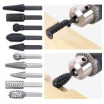 5pcs Steel Rotary Rasp File 1/4 Shank Rotary Craft Files Rasp Burrs Wood Bits Grinding Power Woodworking Hand Tool
