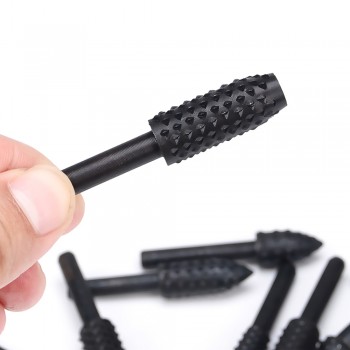 5pcs Steel Rotary Rasp File 1/4 Shank Rotary Craft Files Rasp Burrs Wood Bits Grinding Power Woodworking Hand Tool