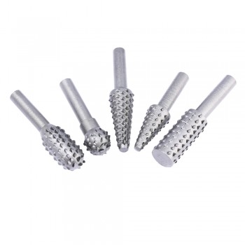 5pcs Steel Rotary Rasp File 1/4 Shank Rotary Craft Files Rasp Burrs Wood Bits Grinding Power Woodworking Hand Tool