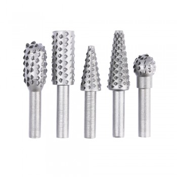 5pcs Steel Rotary Rasp File 1/4 Shank Rotary Craft Files Rasp Burrs Wood Bits Grinding Power Woodworking Hand Tool