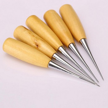 Professional Leather Wood Handle Awl Tools For Leathercraft Stitching Sewing   Sale WWO66