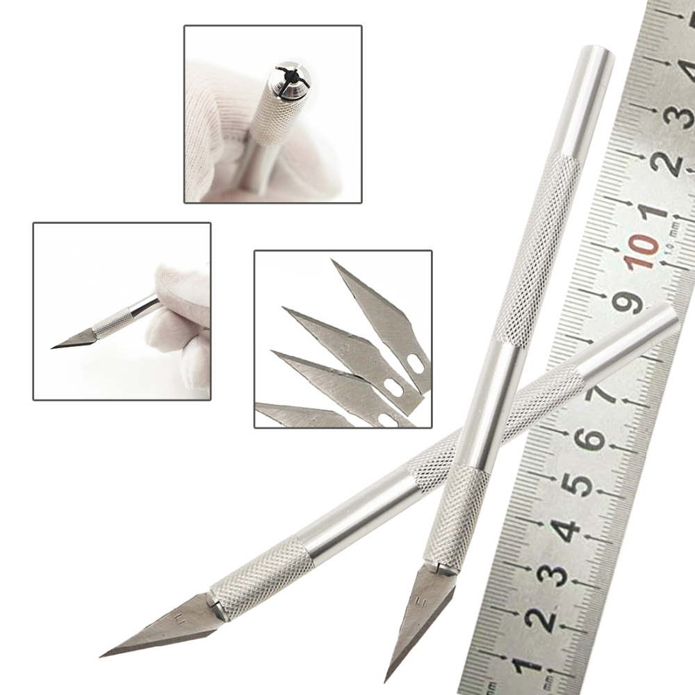 Hot Sale Non-Slip Metal Scalpel Knife Tools Kit Cutter Engraving Craft Knives + 6pcs Blades Mobile Phone PCB DIY