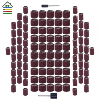 100pcs/set 80Grit Drum Sanding Kit 1/2 1/4 Inch Sand Mandrels Fit for Dremel Nail Drill Rotary Tools