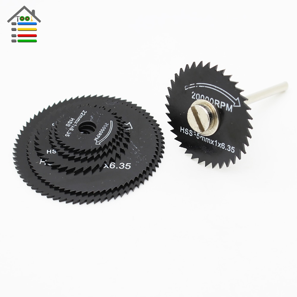 AUTOTOOLHOME 7pcs HSS Black Saw Blades Cutting Cut Off Disc Wheels Set 6 Sizes For Dremel 4000 3000 Rotary Tools