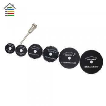 AUTOTOOLHOME 7pcs HSS Black Saw Blades Cutting Cut Off Disc Wheels Set 6 Sizes For Dremel 4000 3000 Rotary Tools
