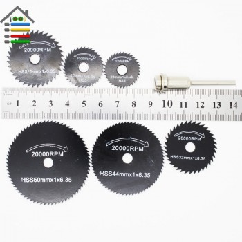AUTOTOOLHOME 7pcs HSS Black Saw Blades Cutting Cut Off Disc Wheels Set 6 Sizes For Dremel 4000 3000 Rotary Tools