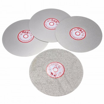 4pcs 6 Inch Diamond Coated Flat Lap Wheel 150mm 80/240/800/120 Grit Grinding Polishing Wheel Kit Disc Jewelry Glass