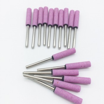 20pcs Chain Saw Stone Cylinder Shape 3mm Shank 6mm Head Dia Grinding Wheel Stone Dremel Rotary Tools