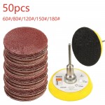 50PCS Sander Disc Sanding Pad Polishing 50mm 60-180 Grit Paper + 1pc Hook Loop Plate fit Dremel 4000 Electric Grinder Abrasive