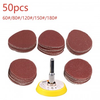 50PCS Sander Disc Sanding Pad Polishing 50mm 60-180 Grit Paper + 1pc Hook Loop Plate fit Dremel 4000 Electric Grinder Abrasive