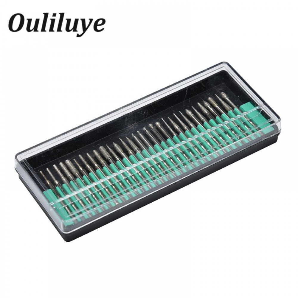 30PCS 2.35mm Mini Drill Bits Diamond Burs Grinding Wheel Abrasive Shank Wood Stone Engraving for Dremel Power Tools Accessories