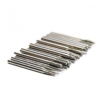 30PCS 2.35mm Mini Drill Bits Diamond Burs Grinding Wheel Abrasive Shank Wood Stone Engraving for Dremel Power Tools Accessories