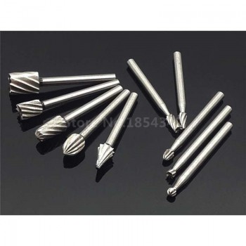 10pcs Set BOX HSS Titanium Dremel Routing Rotary Milling Rotary File Cutter Wood Carving Carved Knife Cutter Tools Accessories