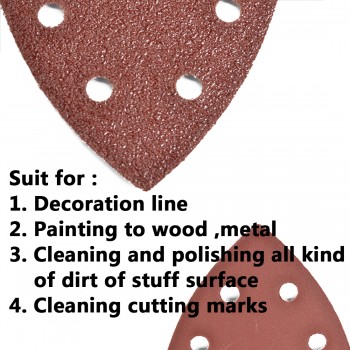 Triangle 6 Hole Self-adhesive Sandpaper 90mm Delta Sander Sand Paper Hook amp; Loop Sandpaper Disc Abrasive Tools For Polishing