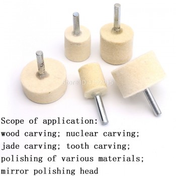 1X 6mm Shank 20-40mm Pad Wool Felt Polishing Buffing Wheel Grinding Head Metals Rotary Tools Wheels Tool Drill Electric Grinder
