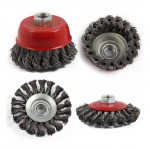 4Pcs M14 Crew Twist Knot Wire Wheel Cup Brush Set For Angle Grinder Steel Wire amp; Alloy Metals Twisted amp; Crimped Wire Brushes Kit