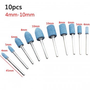 10pc Multi Tool Grinding Burr Wheel 1/8 Shank Blue Abrasive Mounted Stone Set For Dremel 4000 3000 Dremel Rotary Tools