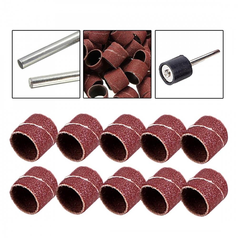 Dremel Accessories Grit 80# Sanding Bands 10Pcs/set +3.17mm Sander Drum Mandrel Rotary Tool Nail Drill Bits Electrical Tools