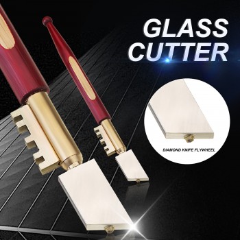 doersupp Portable Glass Cutter Self-Lubricating Carbide Wheel Blade Diamond Tip Glass Cutter Knife Wooden Handle Tool