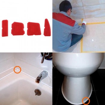 4pcs Caulking Tool Kit Joint Sealant Silicone Grouts Remover Scraper Floor Cleaner Tile Cleaner Hand Tools for Bathroom Kitchen