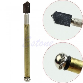 Free shipping Cutting Tool Diamond Tip Antislip Metal Handle Steel Blade Oil Feed Glass Cutter-Y103