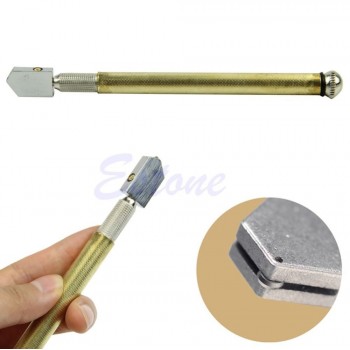 Free shipping Cutting Tool Diamond Tip Antislip Metal Handle Steel Blade Oil Feed Glass Cutter-Y103