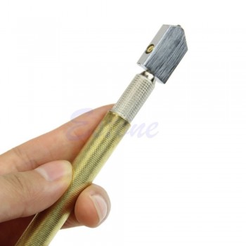 Free shipping Cutting Tool Diamond Tip Antislip Metal Handle Steel Blade Oil Feed Glass Cutter-Y103