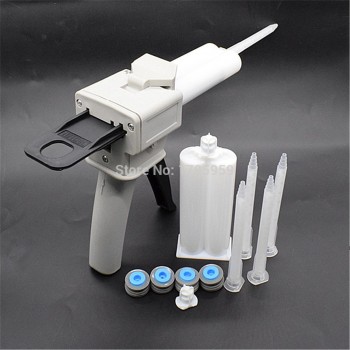 50ml Glue Gun Two Component AB Glue Dispensing Gun Dispenser with 2 set 50ml Empty Dual-Barrel Cartridge and 5pc AB Mixed Tube