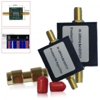 Broadcast FM Band Stop Filter SMA Male to SMA Male Adapter (88-108 MHz FM Trap) by RTL-SDR Blog Shortwave