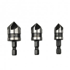 3Pcs 1/4 90 Degree Five Edge Blade Countersink Drill Bit Deburring Tool 5 flute