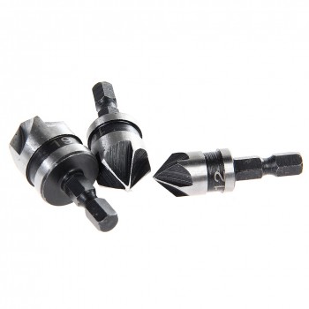 3Pcs 1/4 90 Degree Five Edge Blade Countersink Drill Bit Deburring Tool 5 flute