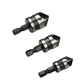3Pcs 1/4 90 Degree Five Edge Blade Countersink Drill Bit Deburring Tool 5 flute