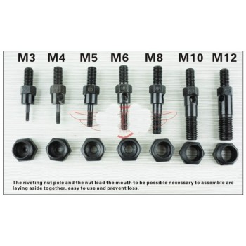 MXITA Riveter Gun Replacement Mandrel for Hand Nut Rivet Gun Metric M3-M12 INCH 6-32--1/2-13