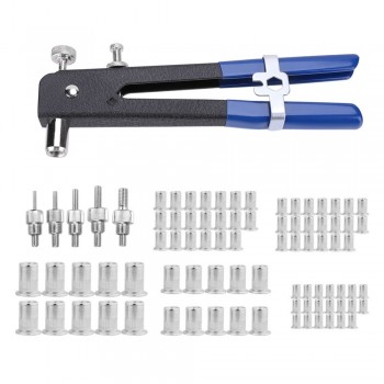 86pcs M3-M8 Blind Rivet Nuts Threaded Insert Rivet Tool Riveter Gun with Rivnut Nutsert Riveting Kit Household Repair Tools