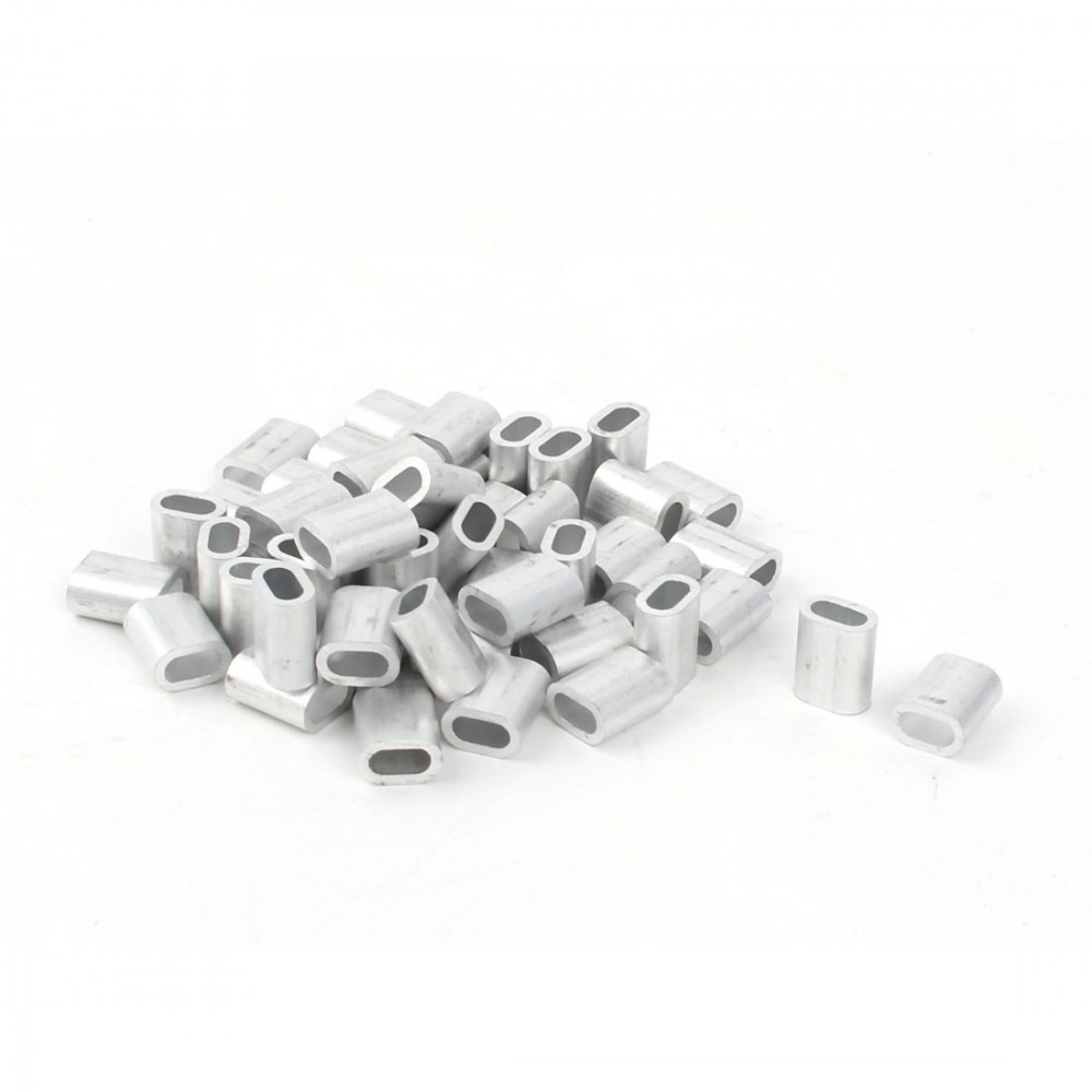 UXCELL 50Pcs/lot 3mm Diameter Steel Wire Rope Aluminum Ferrules Sleeves Clip Fitting Cable Crimps 9x6mm