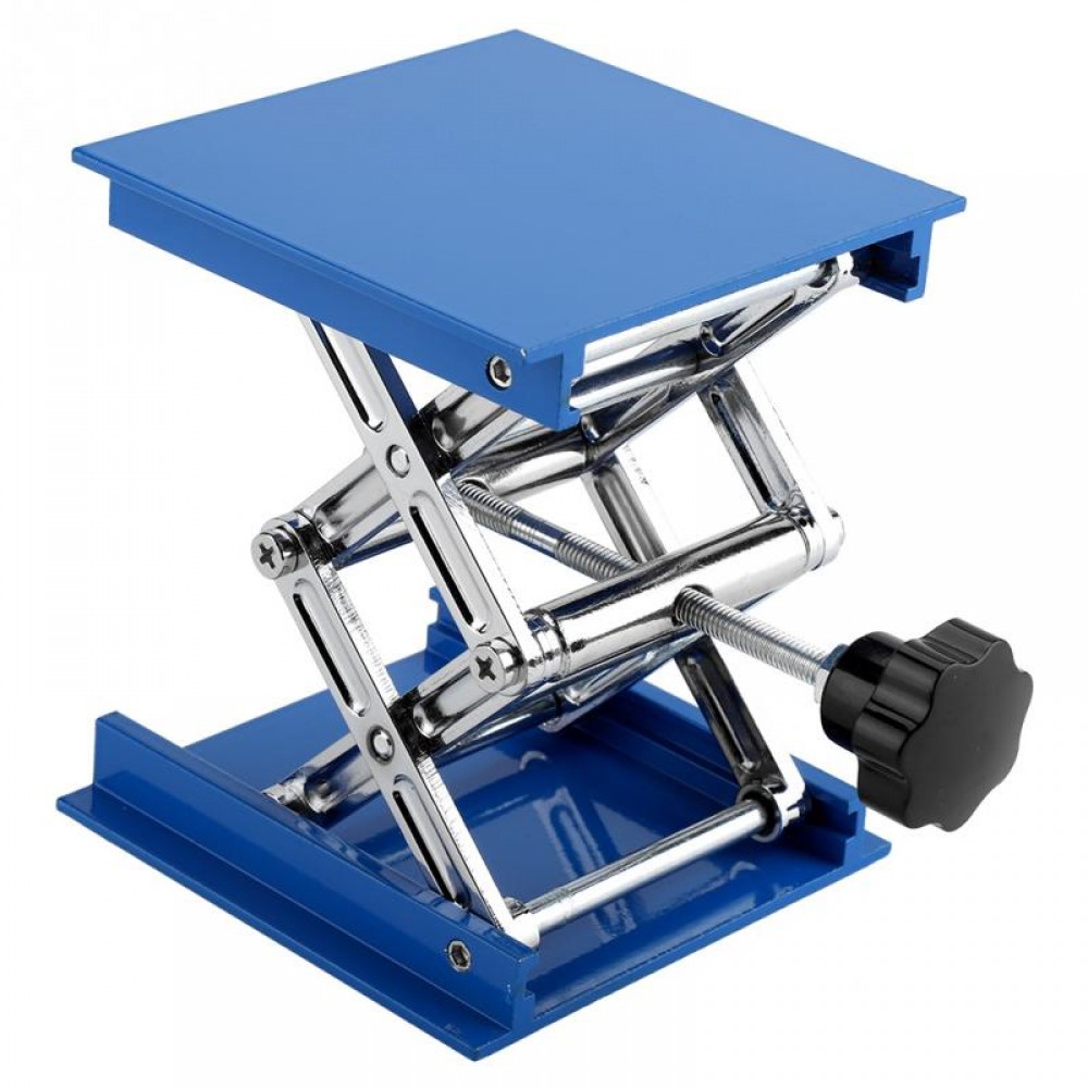 100 x 100mm Lab Lifting Platform Stand Rack Scissor Jack Lifter Blue Electroplated Aluminum Lab Jack Lifter