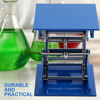100 x 100mm Lab Lifting Platform Stand Rack Scissor Jack Lifter Blue Electroplated Aluminum Lab Jack Lifter