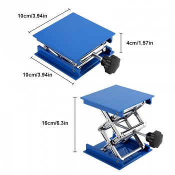 100 x 100mm Lab Lifting Platform Stand Rack Scissor Jack Lifter Blue Electroplated Aluminum Lab Jack Lifter